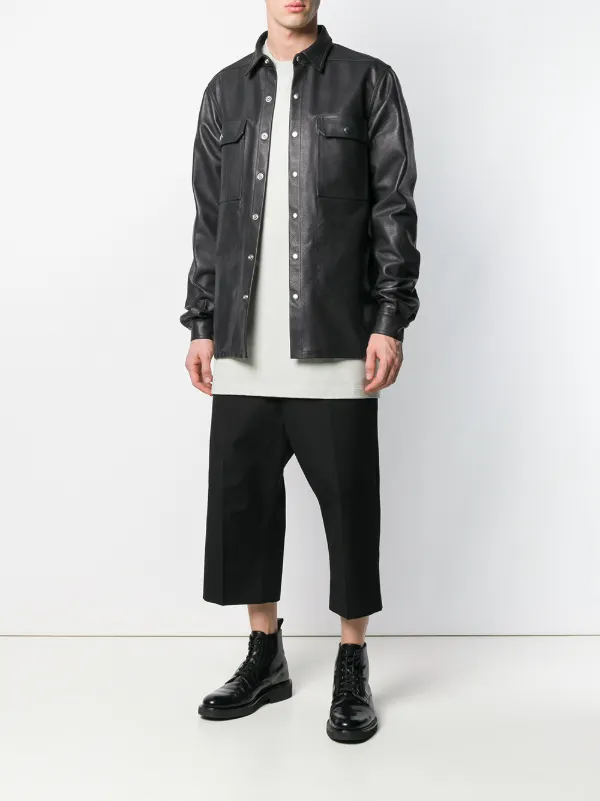 rick owens leather shirt