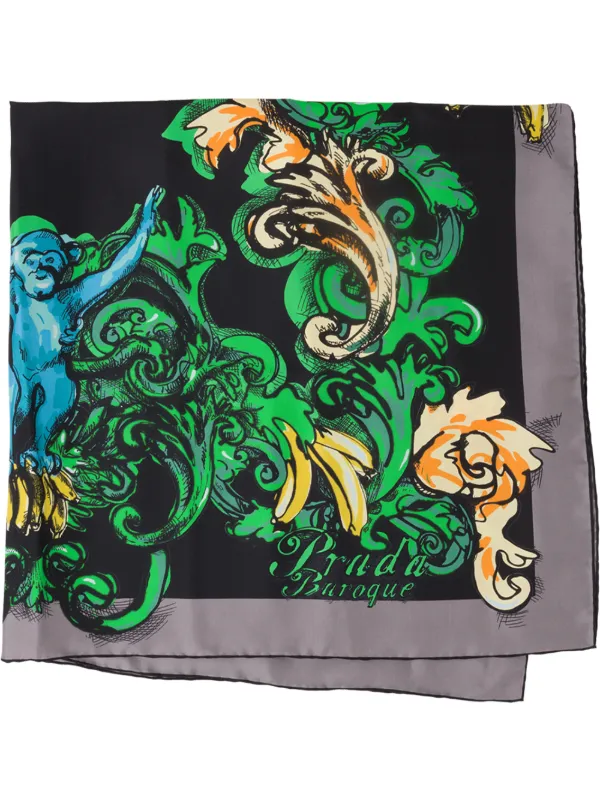Prada Baroque Print Foulard Black FARFETCH GE
