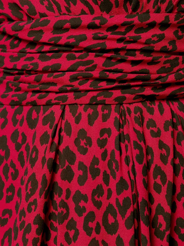 Saint Laurent Leopard Print Dress | Red | FARFETCH