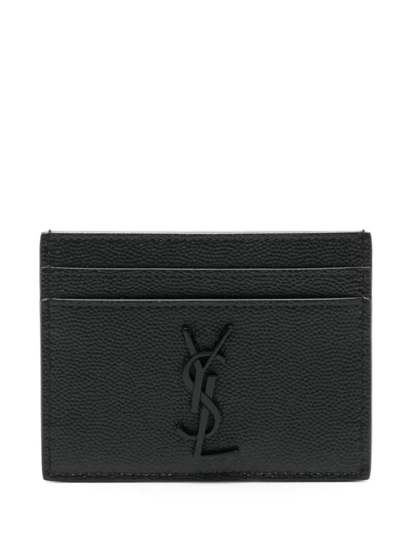 Saint Laurent Cassandre logo leather cardholder men Calf Leather One Size Black