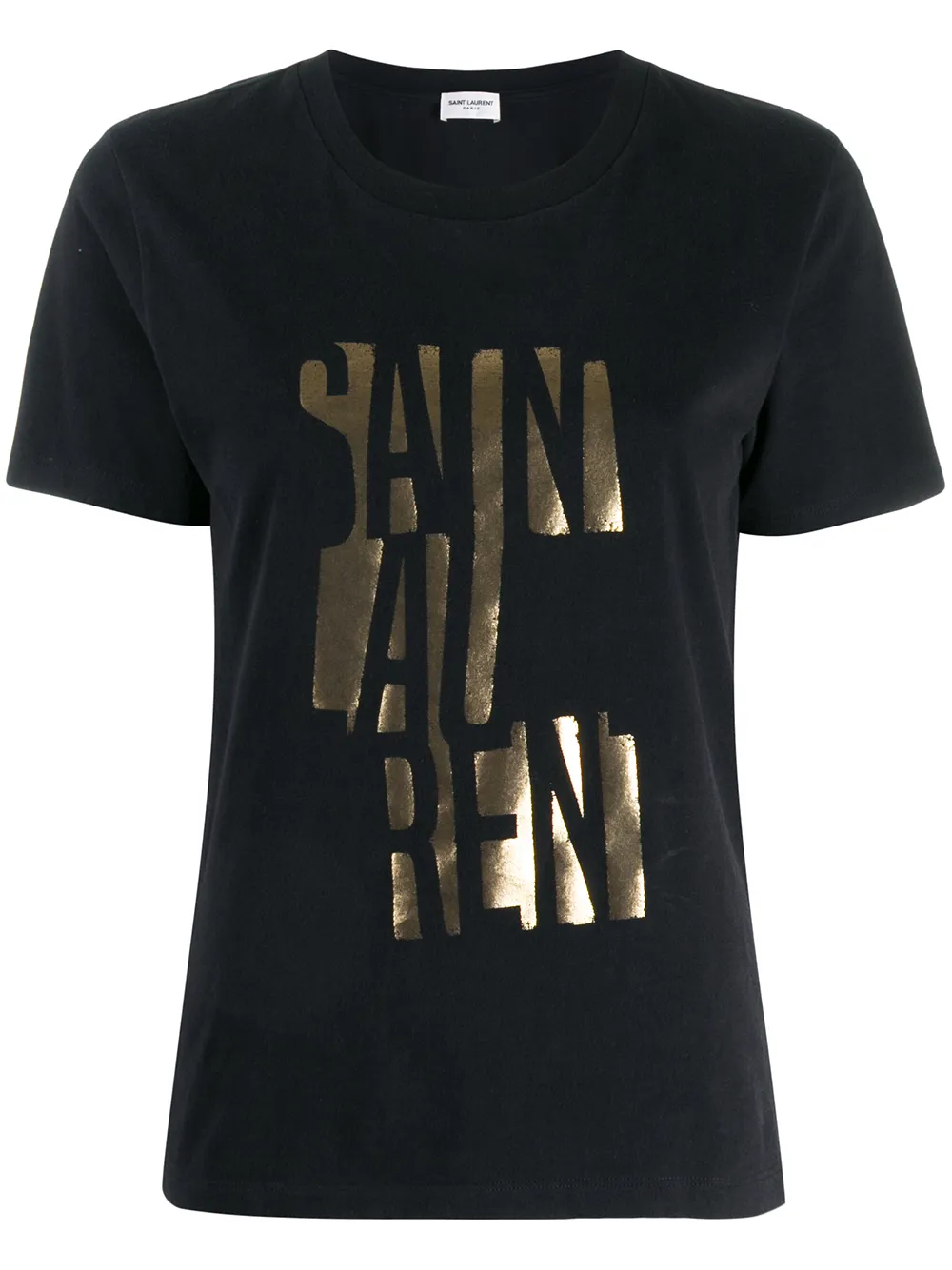 Click to view more detailed imagery on our partner's website Saint Laurent Round-Neck T-Shirt With Logo Print In Black