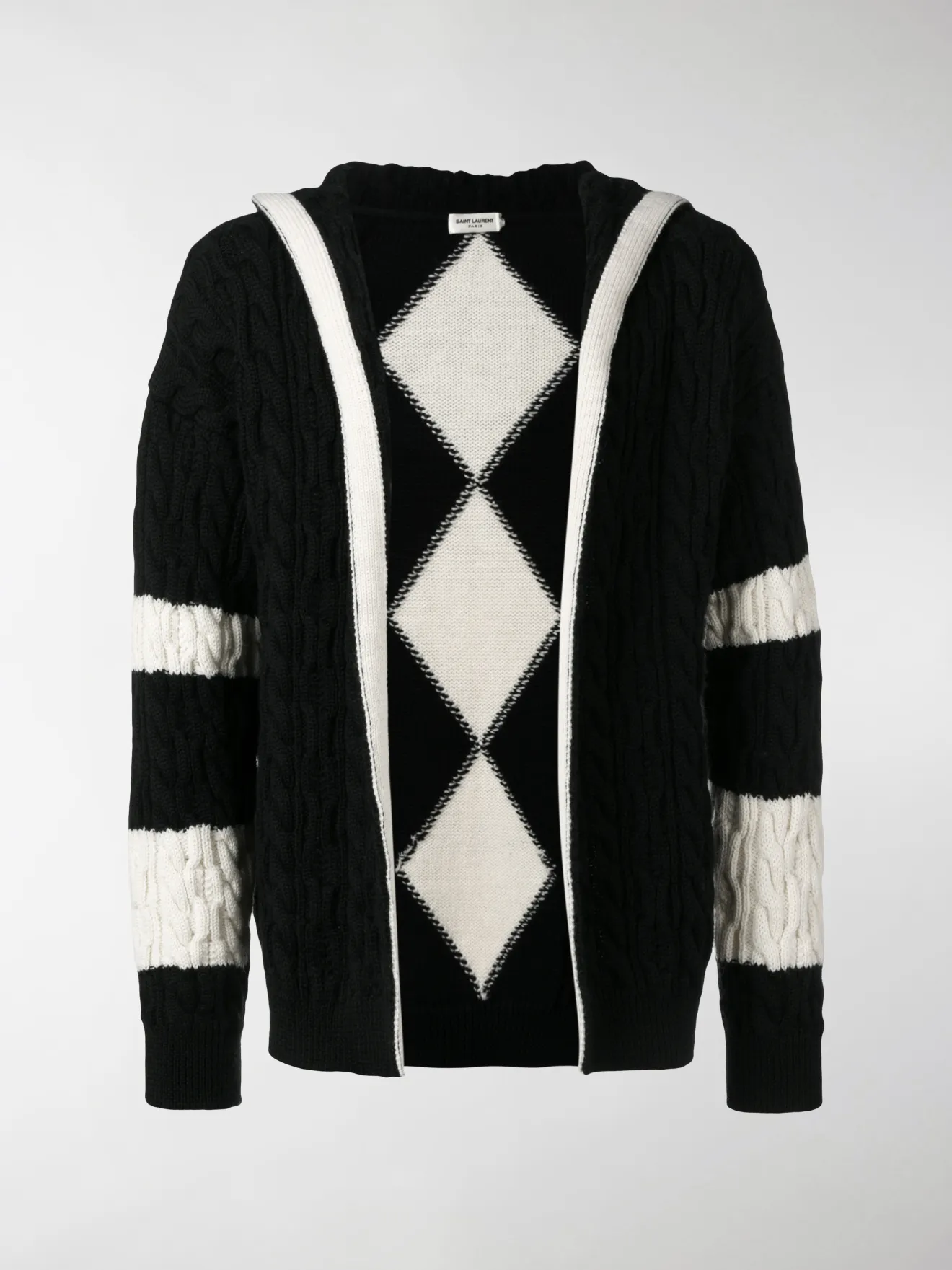 Saint Laurent cable knit hooded 