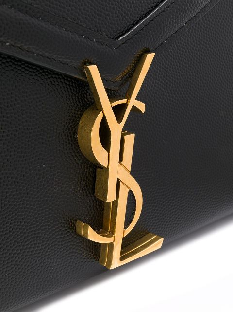 Shop Black Saint Laurent Cassandra Logo Plaque Chain Wallet With Express Delivery Farfetch