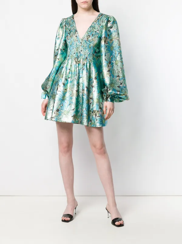 teal metallic dress