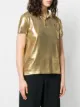 Ralph Lauren Collection silk lamé polo top