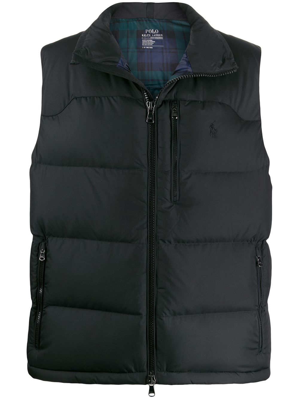 Polo Ralph Lauren Panelled Padded Waistcoat In Black