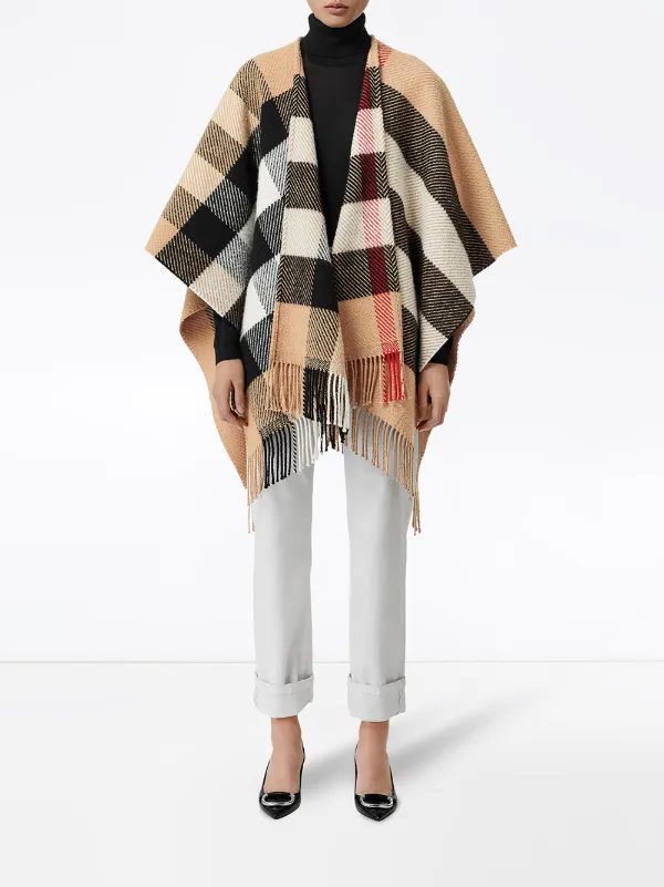 burberry check poncho