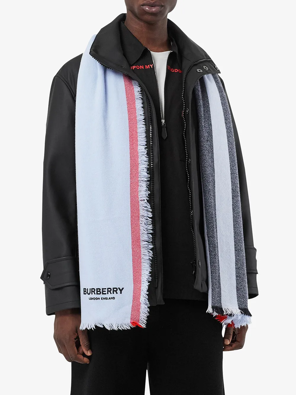 burberry icon stripe wool cashmere scarf