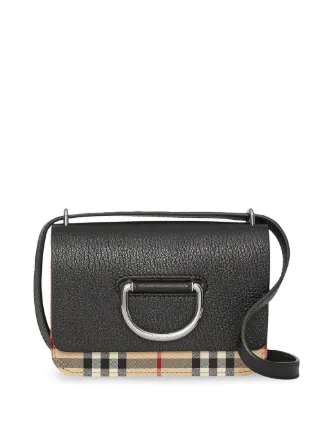 mini leather and vintage check crossbody bag