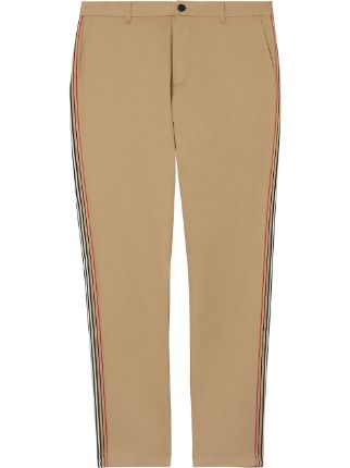 dette momentum sollys Shop brown Burberry Slim Fit Icon Stripe Detail Cotton Chinos with Express  Delivery - Farfetch