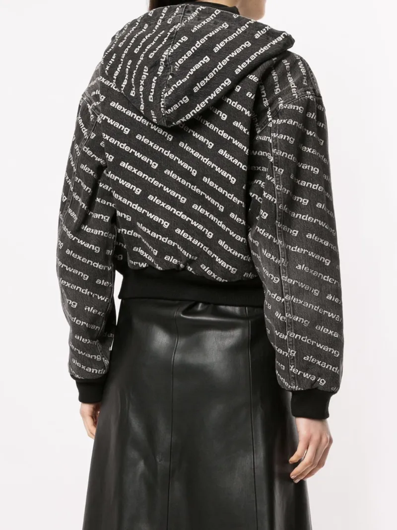 alexander wang logo print denim jacket