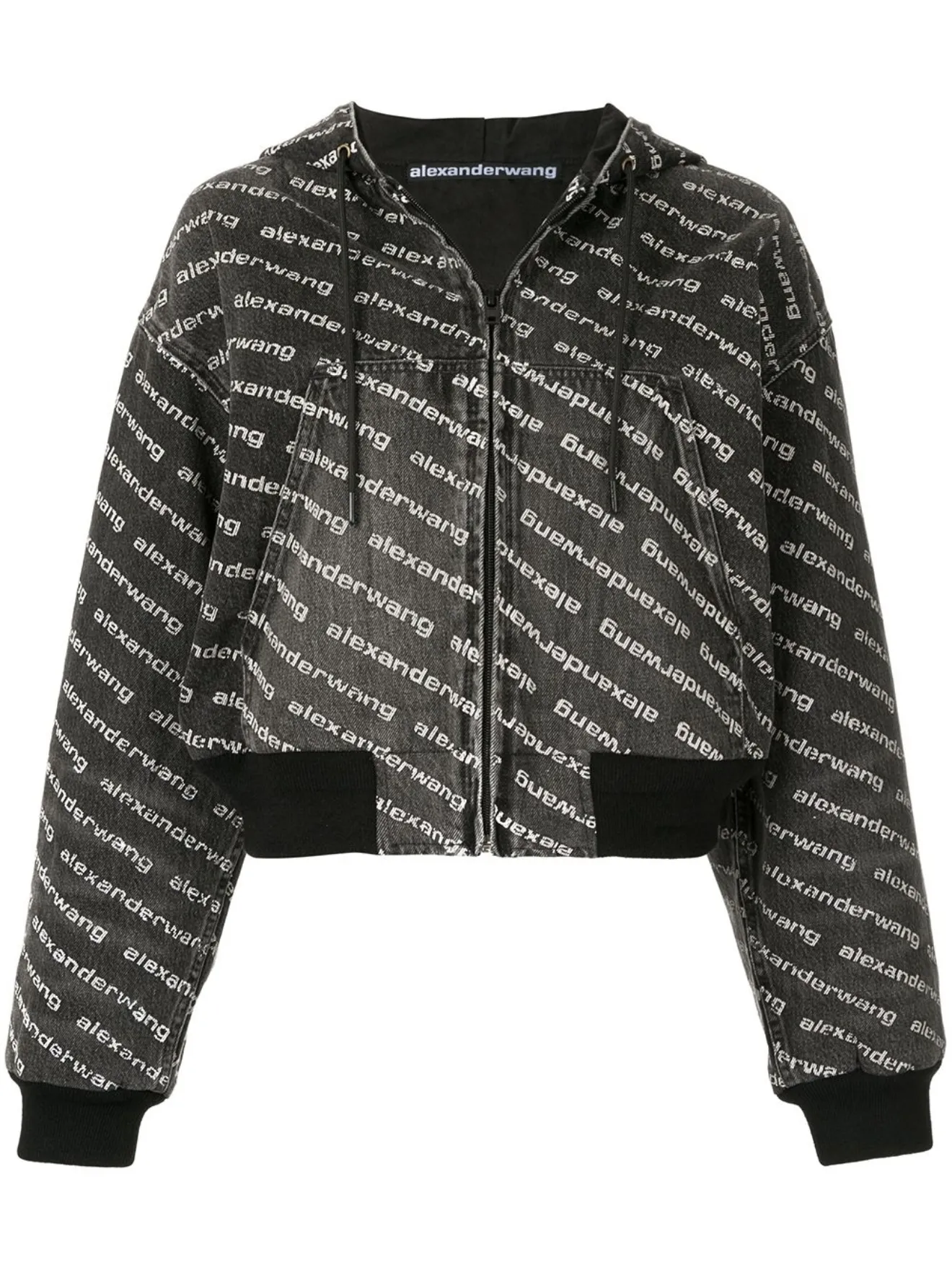 alexander wang logo print denim jacket
