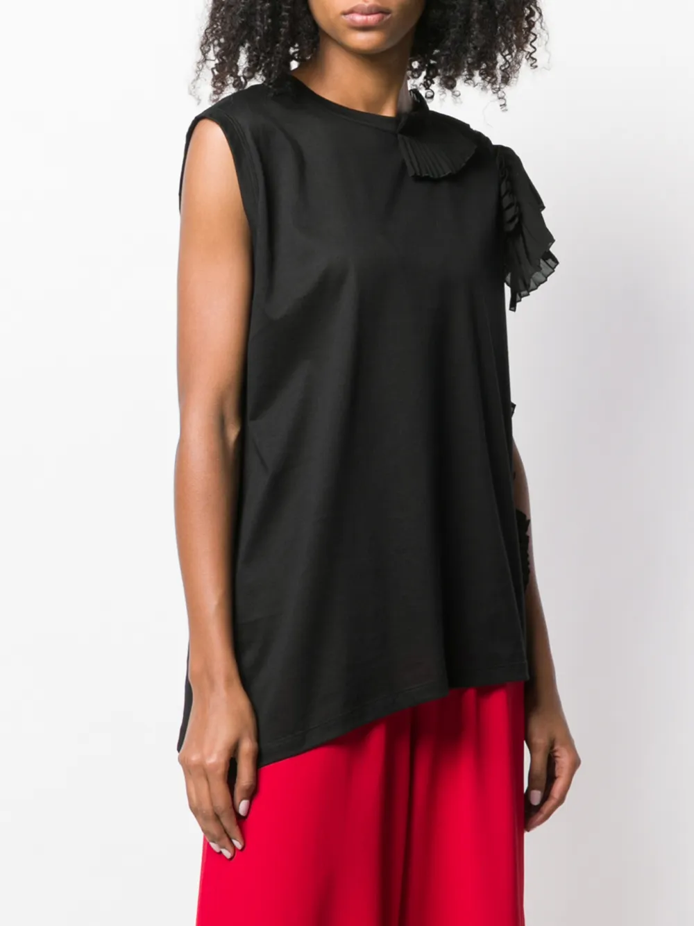 Nude Geplooide tanktop Zwart