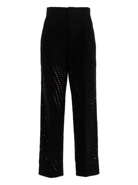 Nude perforated trousers