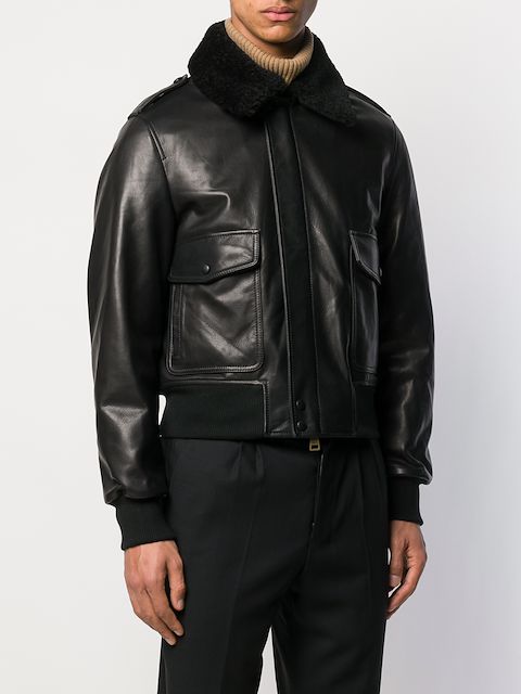 ami shearling leather jacket