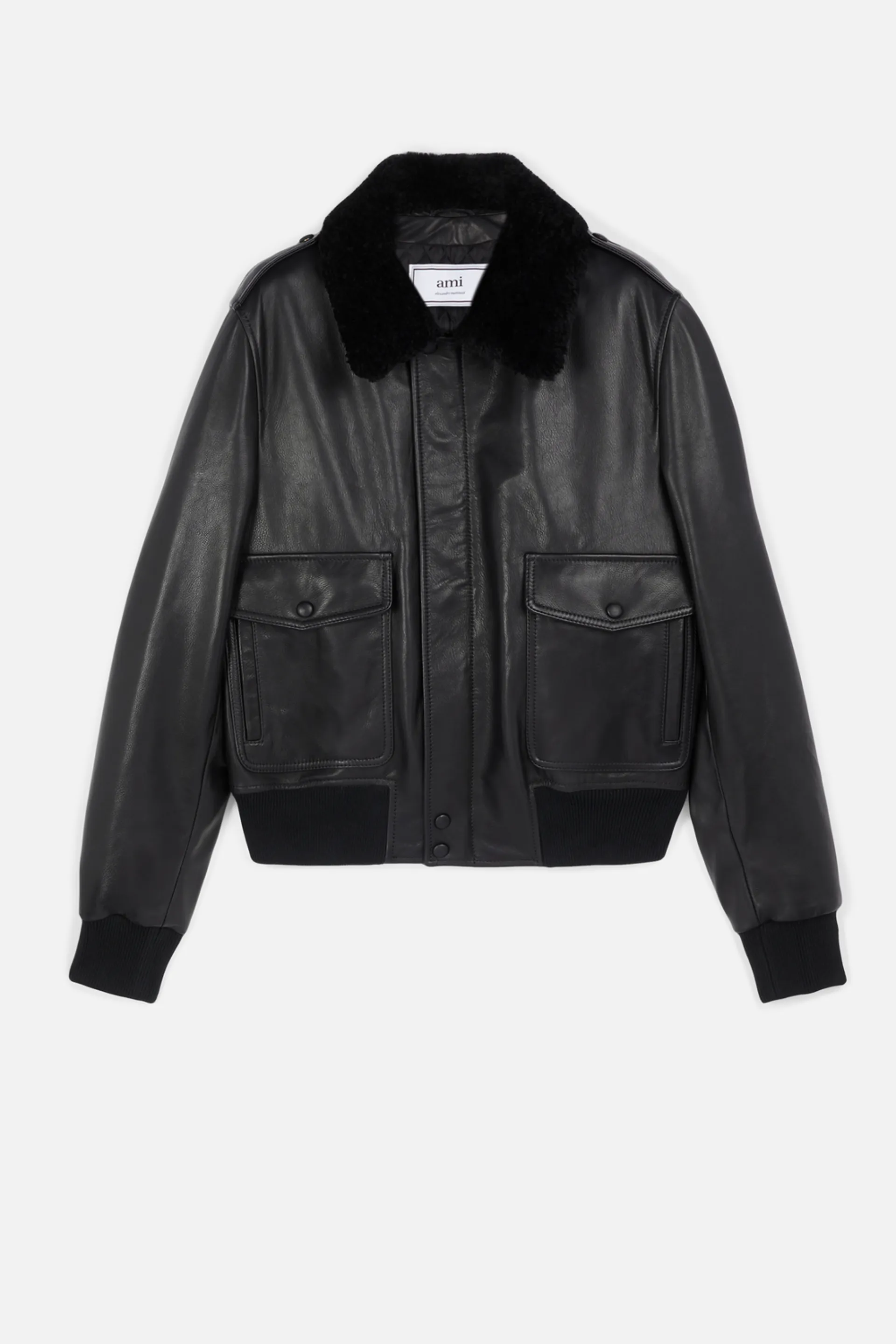 ami shearling leather jacket