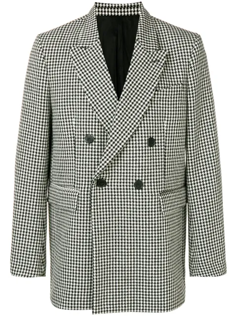 Click to view more detailed imagery on our partner's website Ami Alexandre Mattiussi Black Oversized Double-breasted Houndstooth Virgin Wool-blend Blazer In 151 Off-white/black