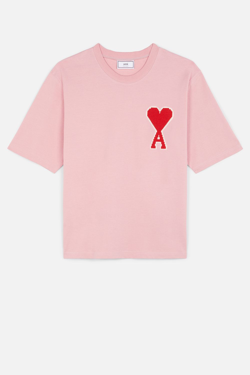 T-Shirt With Big Ami Coeur Patch - AMI PARIS OFFICIAL