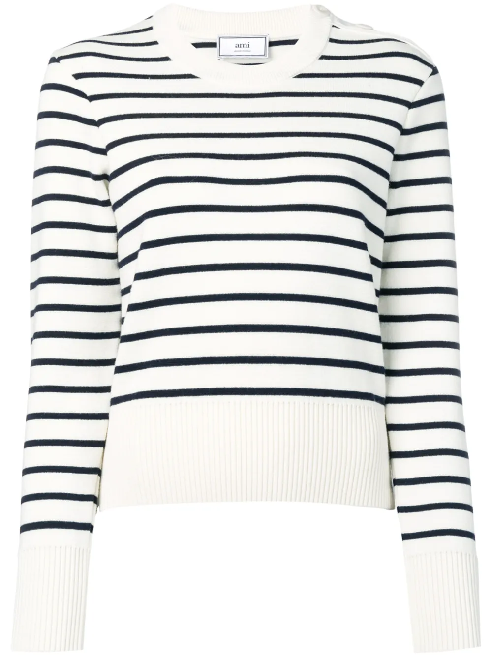 Click to view more detailed imagery on our partner's website Ami Alexandre Mattiussi Women's Crewneck Striped Sweater In White