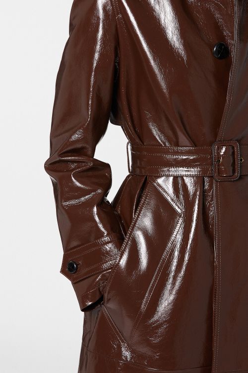 women's patent leather trench coat