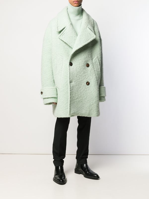 mint green pea coat