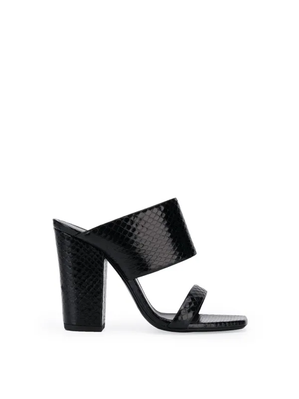 black heel mule sandals