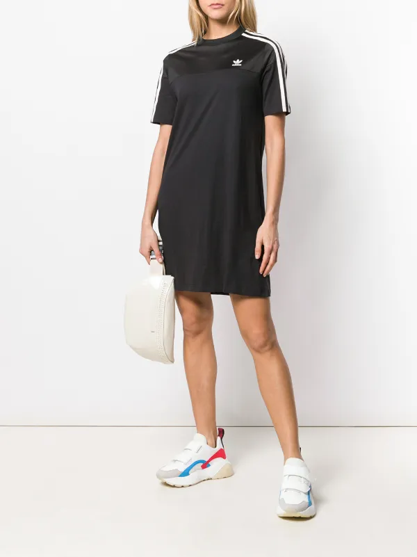 adidas long t shirt dress adidas ESSENTIALS 3-STRIPES TEE DRESS - Black