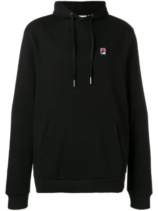 fila tag fleece black & white hoodie