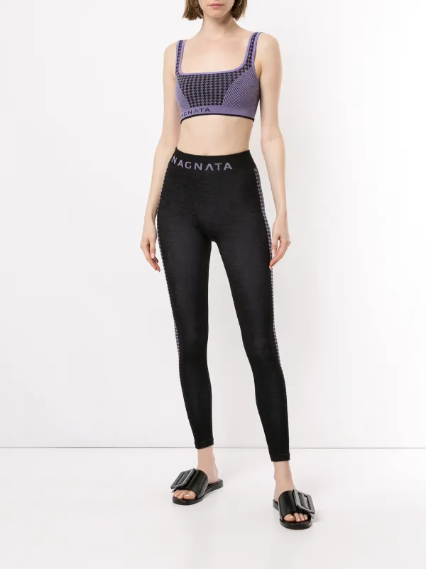 Purple Nagnata Merino Wool Blend Houndstooth Bralette Farfetch Com