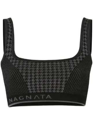 Nagnata Merino Wool Blend Houndstooth Bralette Ss20 Farfetch Com