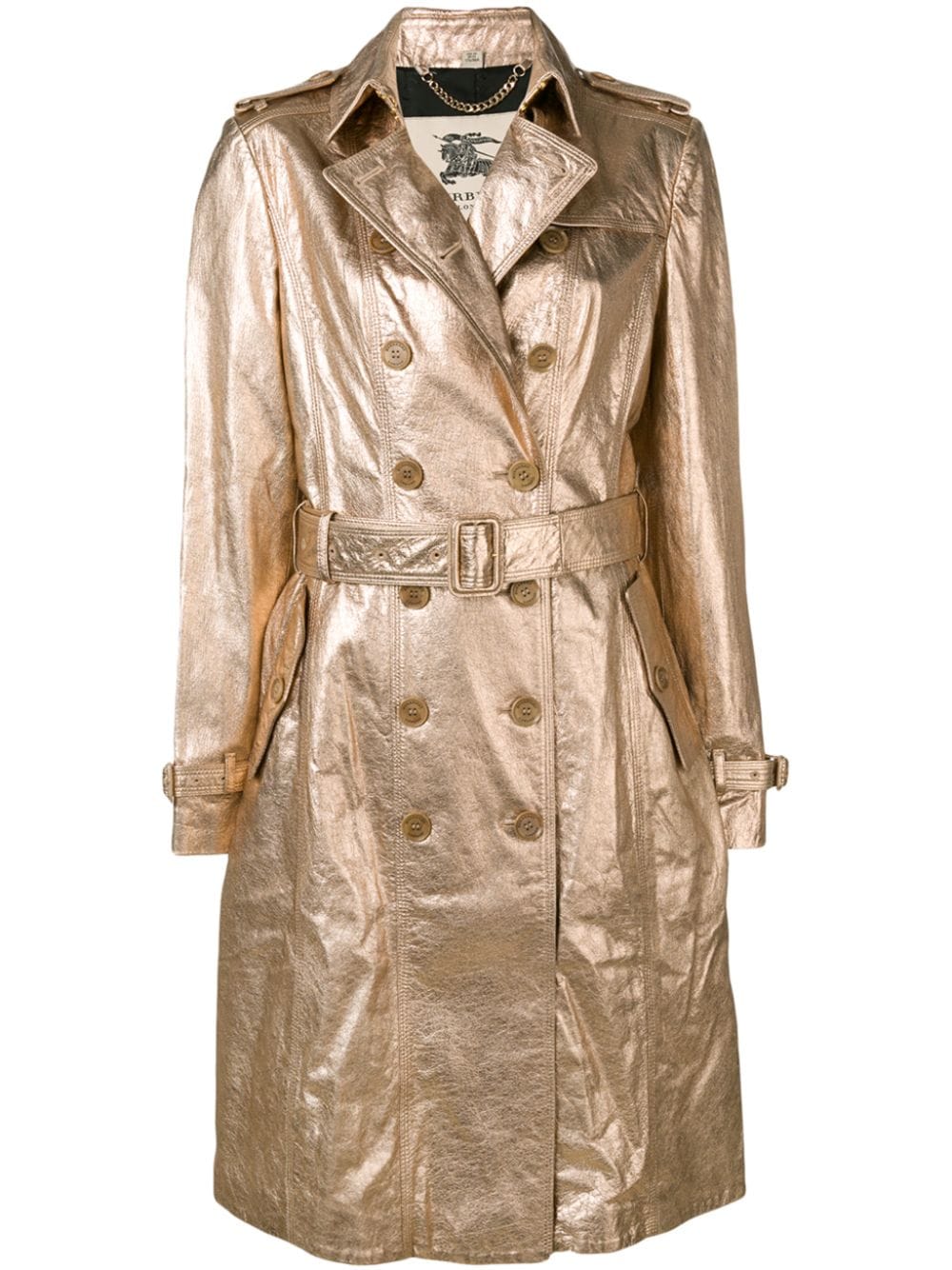 фото Burberry Pre-Owned двубортное пальто с эффектом металлик 1990-х годов
