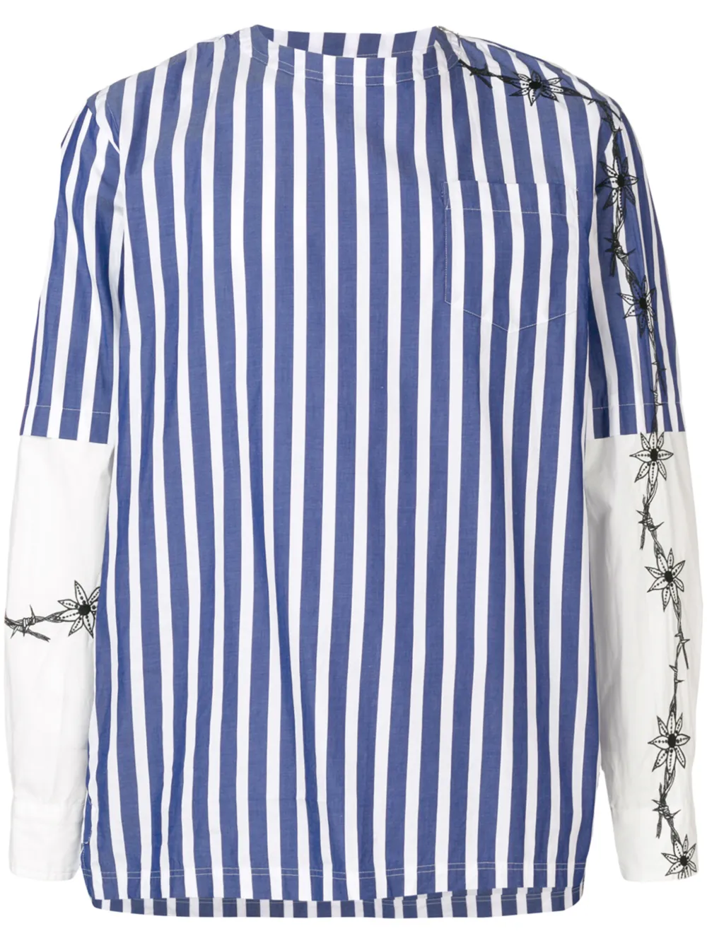 Sacai Tops SACAI GESTREIFTES PATCHWORK-HEMD - BLAU