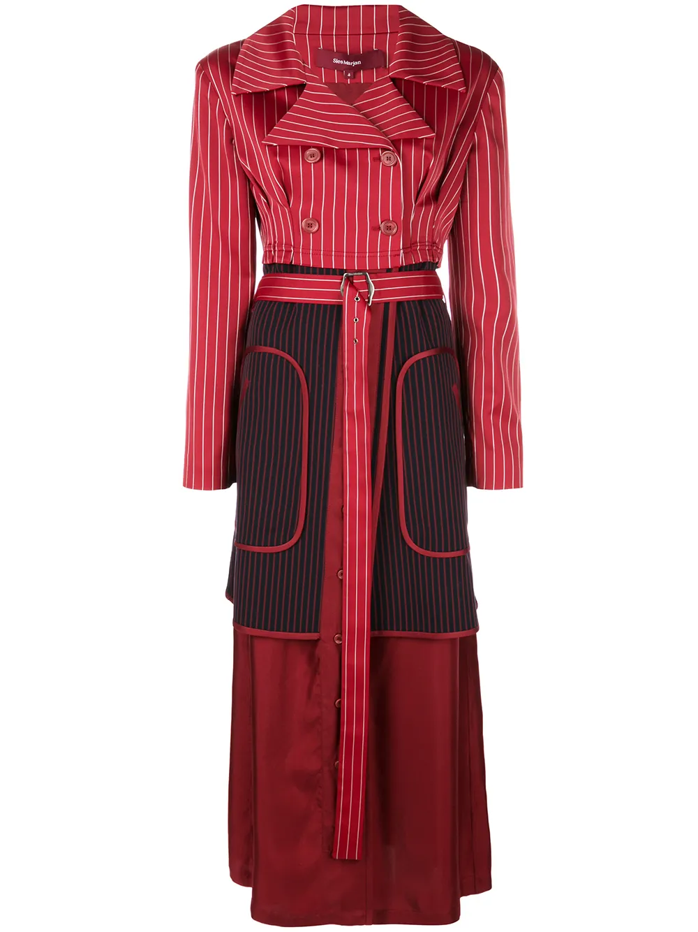Sies Marjan Coats SIES MARJAN PINSTRIPE DOUBLE BREASTED COAT - RED