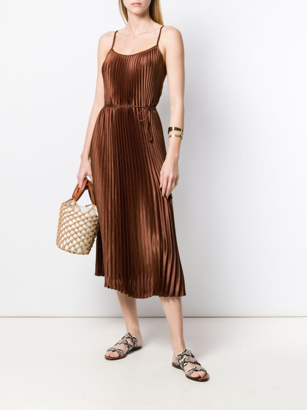 vince pleated midi dress