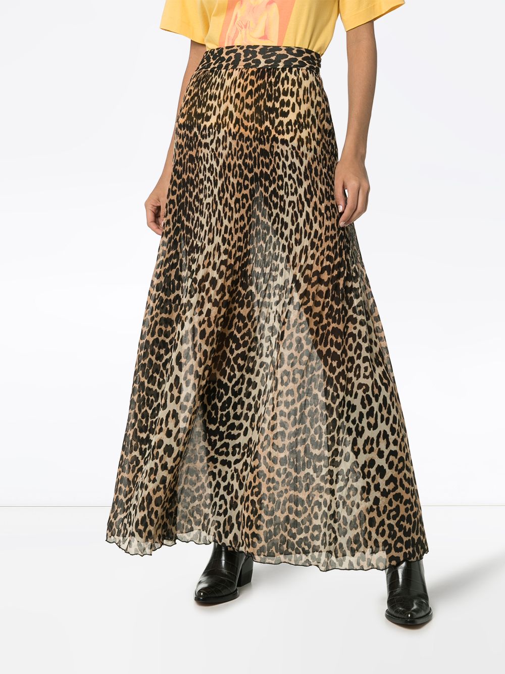 фото Ganni юбка макси с леопардовым принтом