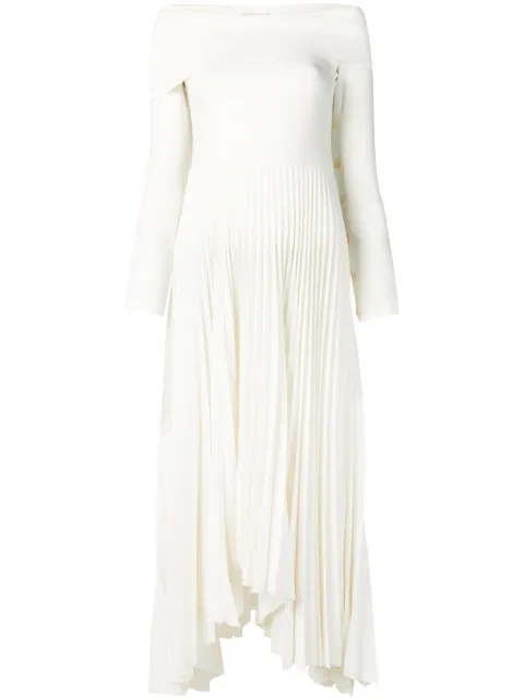 White Pleated Maxi Dress