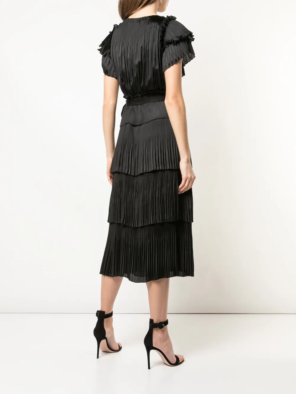 sasha pleated ruffle wrap dress