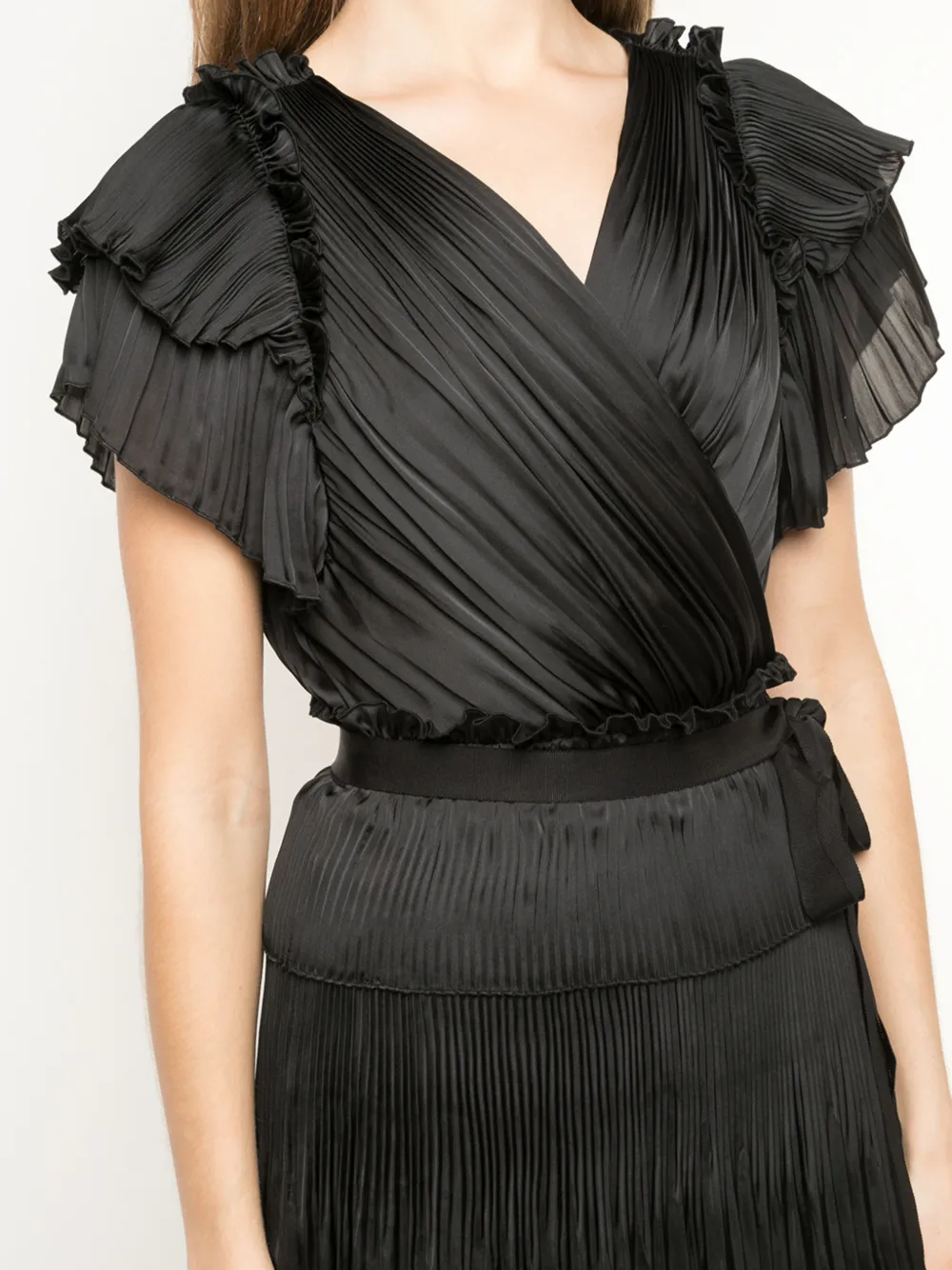 sasha pleated ruffle wrap dress