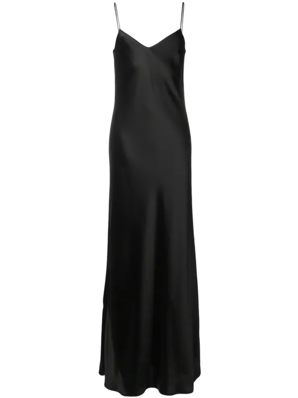 black v neck slip dress