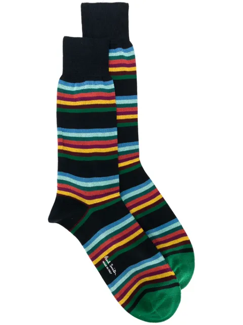 Click to view more detailed imagery on our partner's website Paul Smith Striped Socks In Green