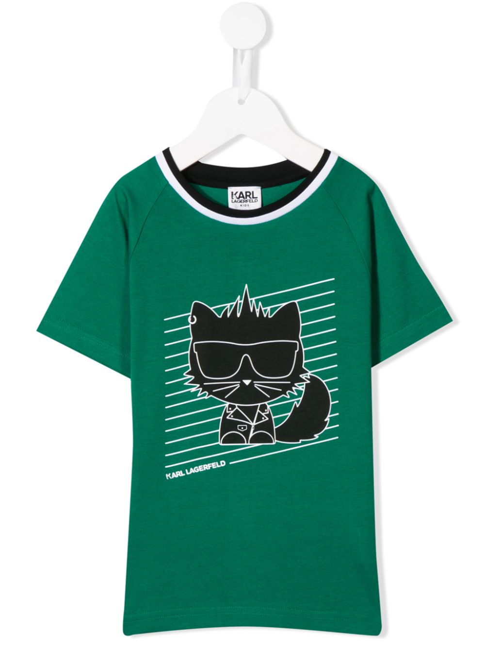 Karl Lagerfeld Kids' Cat Print T-shirt In Green