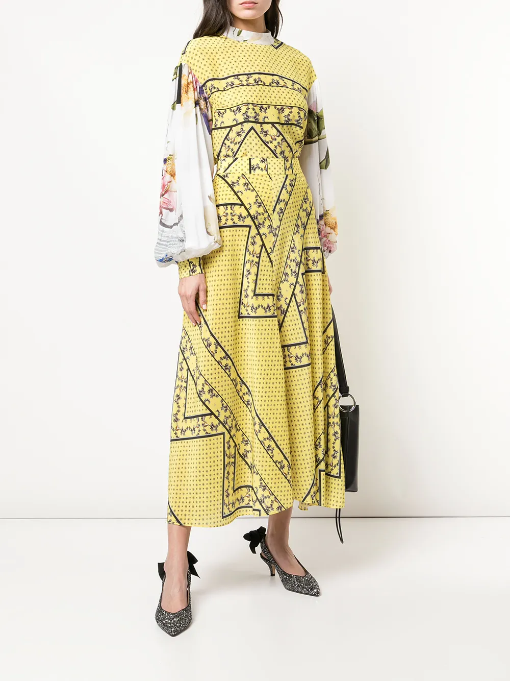 Yellow Ganni Asymmetric Print Midi 