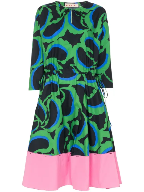Click to view more detailed imagery on our partner's website Marni Printed Cotton Midi Dress In Green
