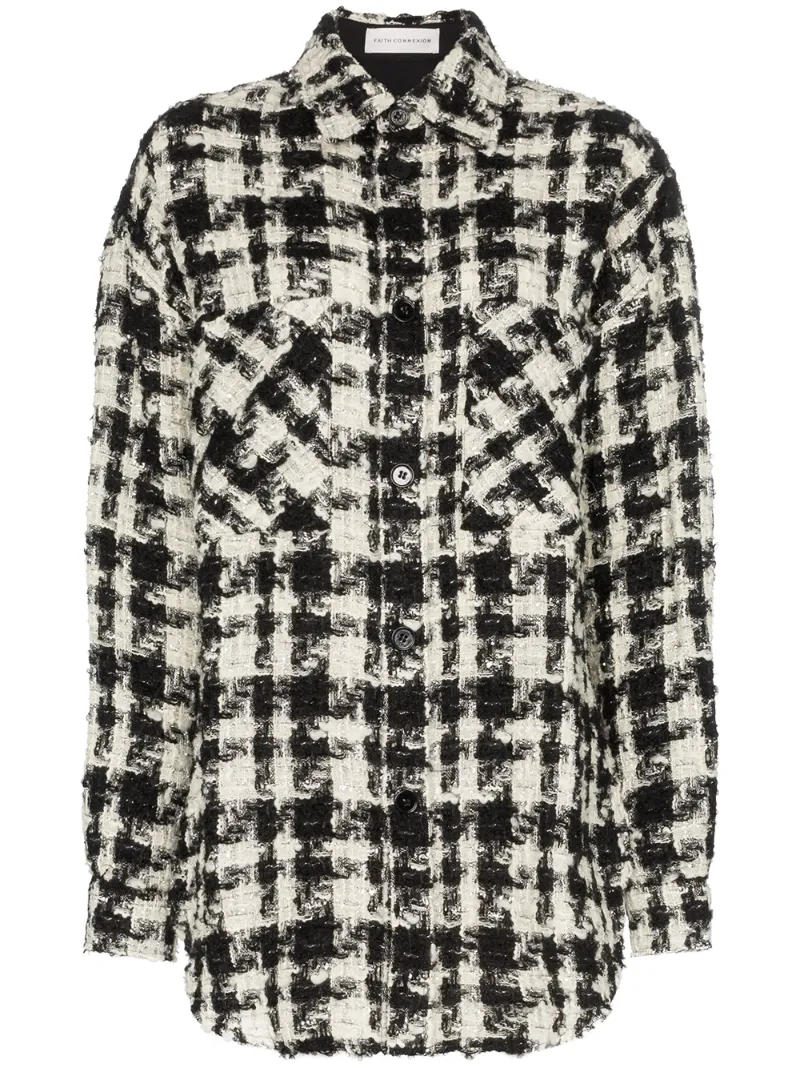 Faith Connexion Tops FAITH CONNEXION OVERSIZED-HEMD AUS TWEED - SCHWARZ