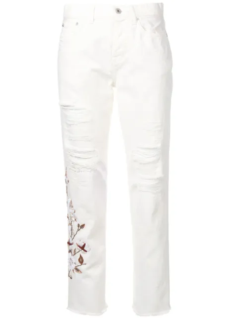 Off-White distressed flowers jeans