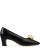 Image 1 of Gucci Leather mid-heel pump with half moon GG
