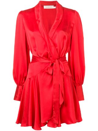 red wrap dress short