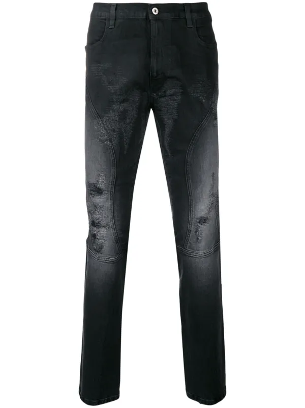 black faded distressed jeans