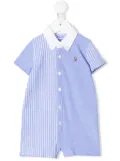 POLO RALPH LAUREN KIDS embroidered logo romper - Blue