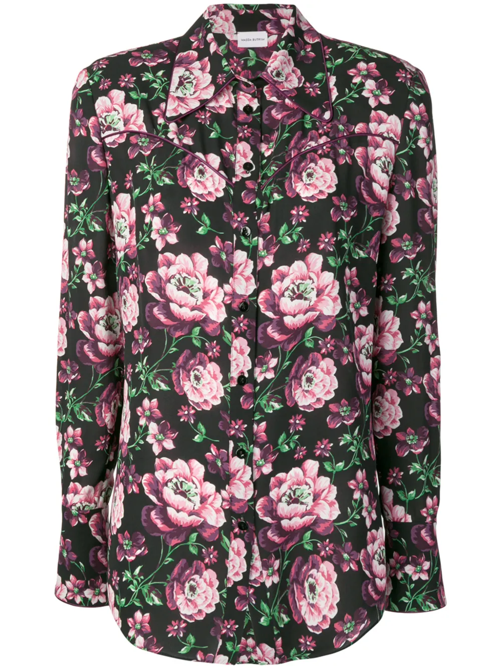 Magda Butrym T-shirts MAGDA BUTRYM FLORAL PRINT SHIRT - BLACK